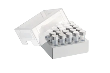 艾本德儲存盒 5 × 5, 可放置 25  個(gè)螺旋蓋管，5  mL，2  件，高 76  mm，3  英寸，聚丙烯材料，可耐受最低 -86  °C，可高溫高壓滅菌，帶蓋子并具有數(shù)字字母標(biāo)識